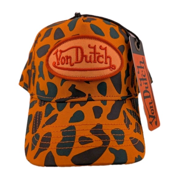 Von Dutch Other - Von Dutch Hat Cap Camo Trucker Embroidered Snapback Orange Brand New Authentic